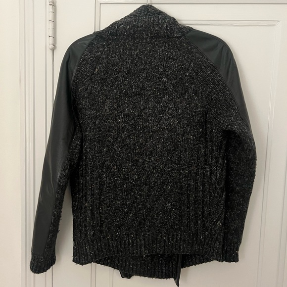 Line sweater jacket with Faux leather trims, Grey & Black, size M - Picture 7 of 7